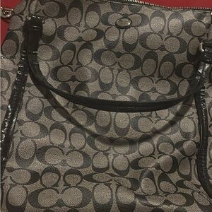 Coach Brown and Black Signature Canvas Tote